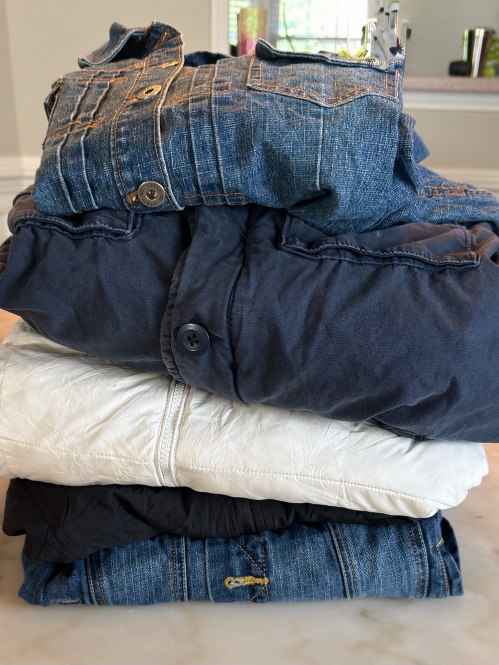Stack of 5 of Mixed Jackets and Denim - Blue, Navy, White